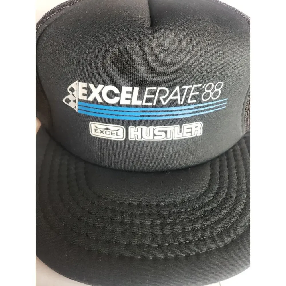 Vintage 80s 1988 Hustler Turf Mowers Ball Cap Truckers Mesh Hat Logo Racing
